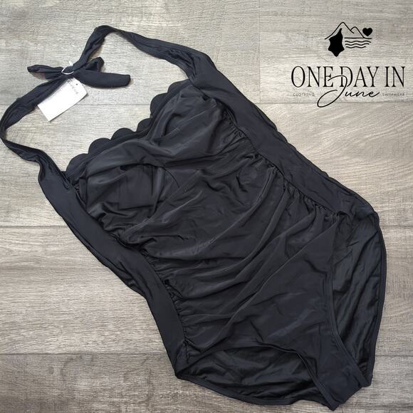 Eomenie Scallop Edge Tummy Control One Piece Swimsuiit Size XL - Picture 3 of 7